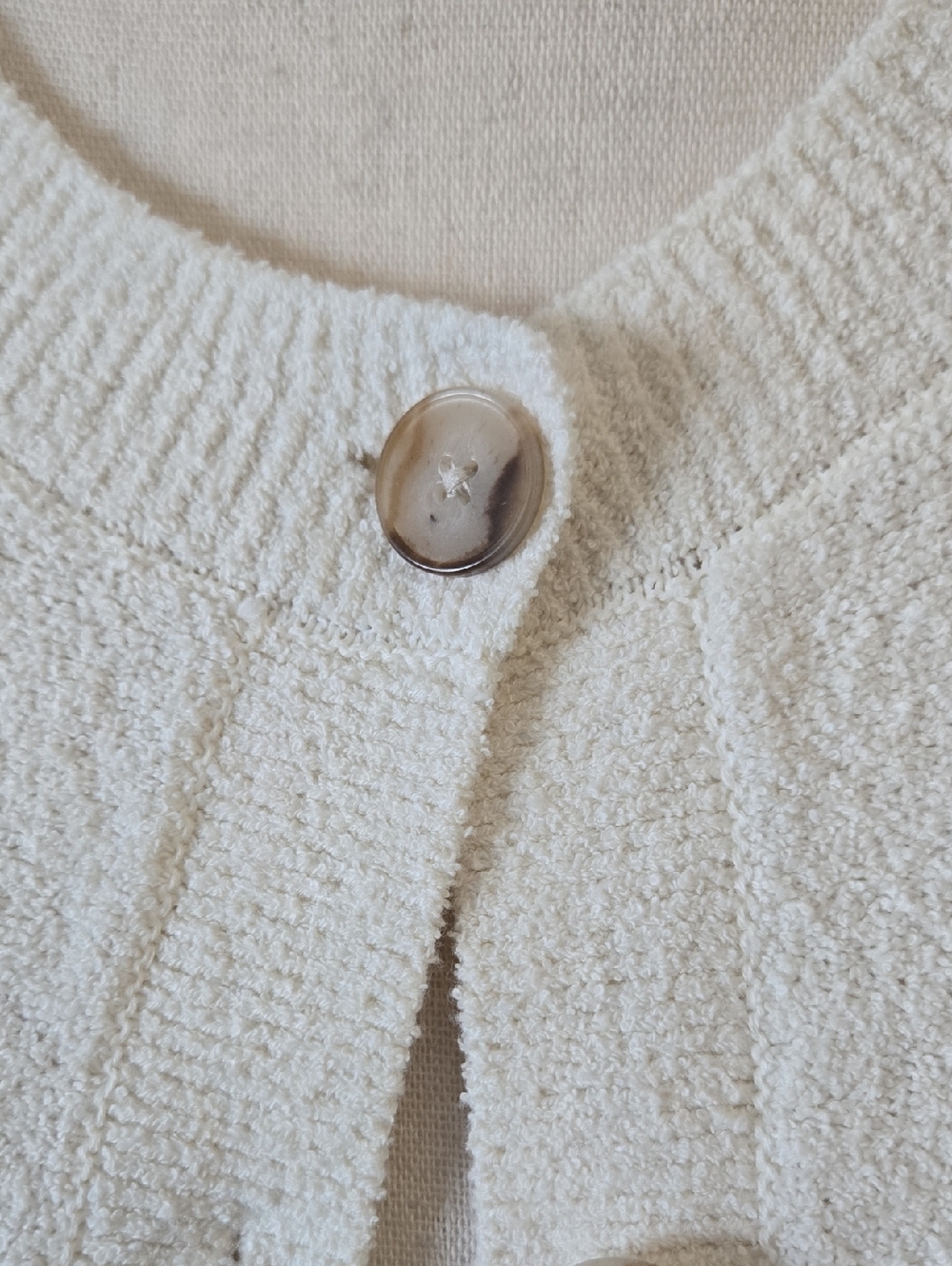 BANANA REPUBLIC Larkspur Cotton-Silk Flare-Sleeve Cardigan Cream Sz Medium - Picture 5 of 11